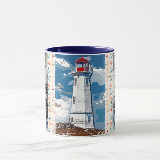 Bester Vater je Blue Ocean Waves Leuchtturm Tasse (Zentrum)