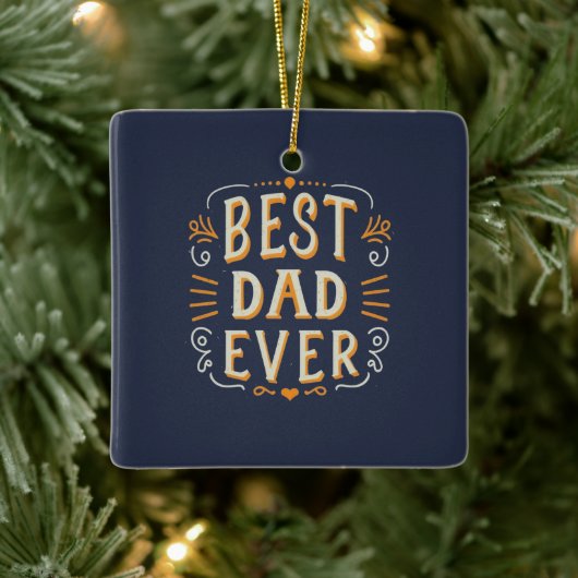 Bester Vater je Blue Orange White Typografy Keramikornament (Baum)