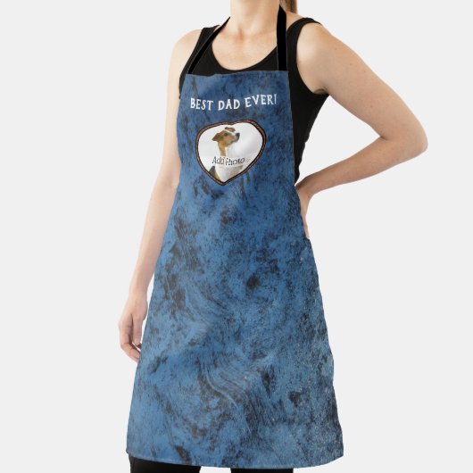 Bester Vater je, Blue Solid Foto rostet Metall Schürze (InSitu)