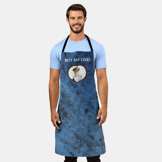 Bester Vater je, Blue Solid Foto rostet Metall Schürze (Getragen)
