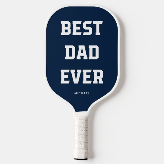 Bester Vater je | Bold Modern Navy Blue Pickleball Schläger (Rückseite)