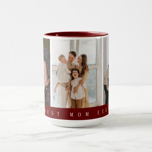 Bester Vater je Burgund mit 3 Foto Mutter Tasse (Zentrum)