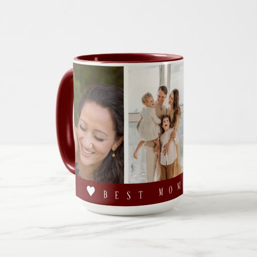 Bester Vater je Burgund mit 3 Foto Mutter Tasse (Vorderseite Links)