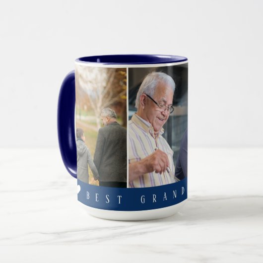 Bester Vater je Burgund mit 3 Foto Opa Tasse (Vorderseite Links)