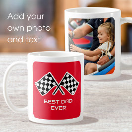Bester Vater je Checkered Flags Custom Foto Red Kaffeetasse