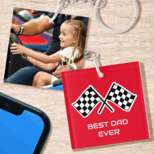 Bester Vater je Checkered Flags Custom Foto Red