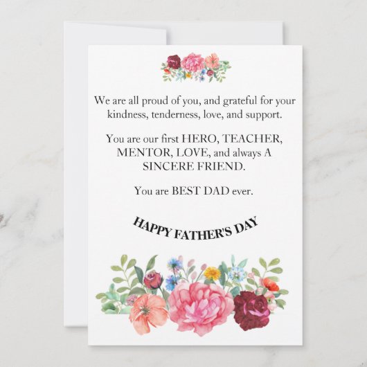 Bester Vater je Dankeskarte (Rückseite)