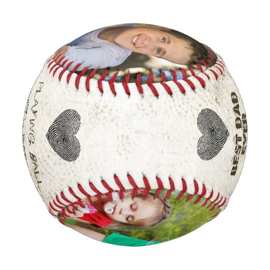 Bester Vater je DIY Custom 2 Foto Collage Keepake Baseball (Rückseite)