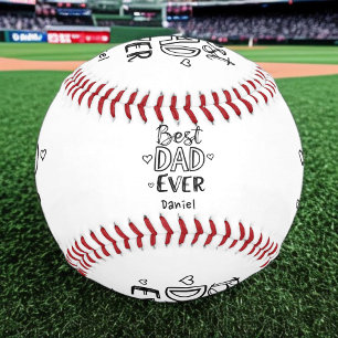Bester Vater je   Doodle Personalisiert Vatertag Baseball