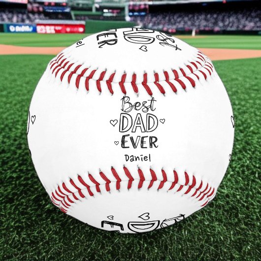 Bester Vater je | Doodle Personalisiert Vatertag Baseball