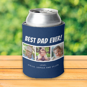 Bester Vater je Drei Foto Dunkelblau Dosenkühler