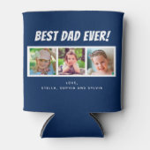 Bester Vater je | Drei Fotos dunkelblau Dosenkühler (Vorderseite)