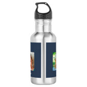 Bester Vater je | Drei Fotos dunkelblau Edelstahlflasche (Rückseite)