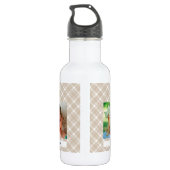 Bester Vater je | Drei Fotos Kariert Edelstahlflasche (Rückseite)