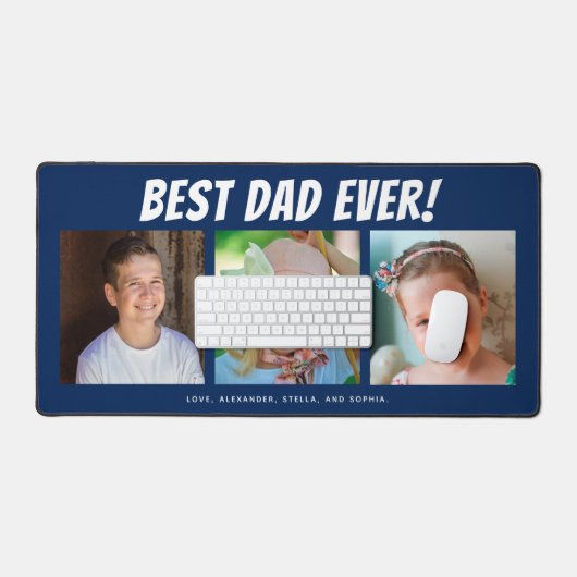 Bester Vater je | Drei Fotos Schreibtischunterlage (Tastatur & Maus)