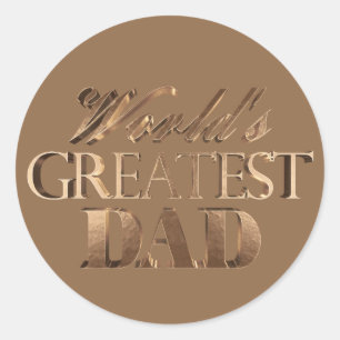 Bester Vater je elegante Text-Braun-Goldtypografie Runder Aufkleber