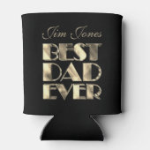 Bester Vater je eleganter Schwarz-Gold-Look Dosenkühler (Rückseite)