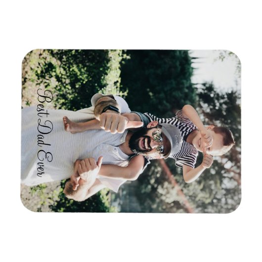 Bester Vater je Elegantes Script-Foto Magnet (Horizontal)