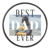 Bester Vater je Familie Kinder Vater Foto Eishockey Puck (Vorderseite)