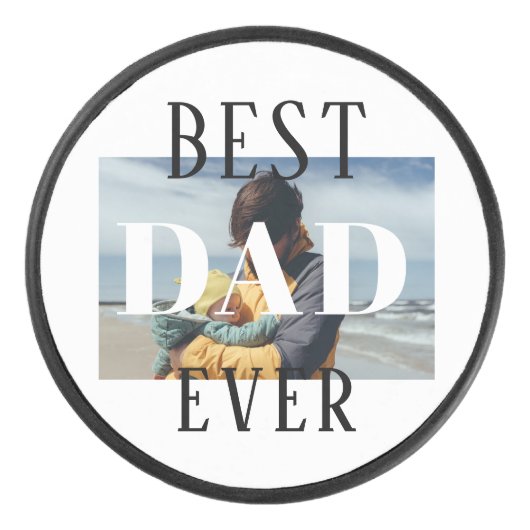 Bester Vater je Familie Kinder Vater Foto Eishockey Puck (Vorderseite)