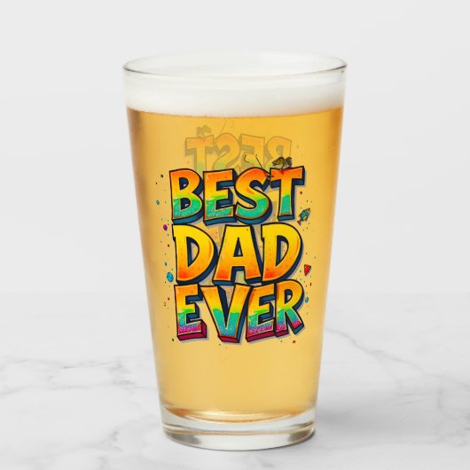 Bester Vater je Fisch Graffiti Glas (Vorne (Gefüllt))