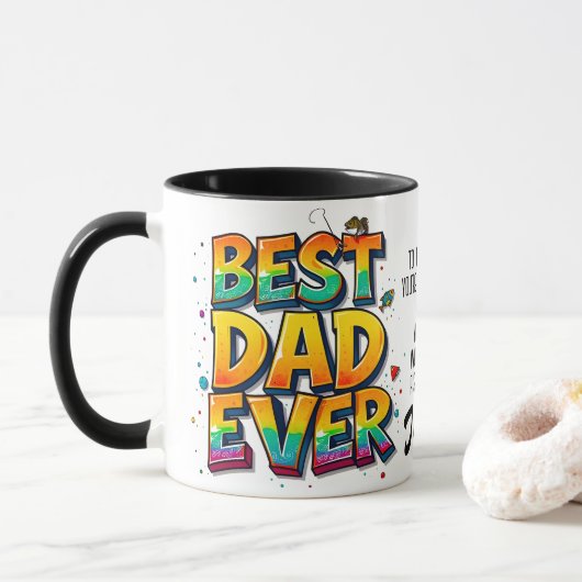 Bester Vater je Fisch Zitat Graffiti Tasse (Mit Donut)