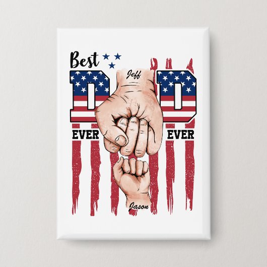 Bester Vater je - Fist Bump USA Flag - 1 Kind Button (Vorderseite)