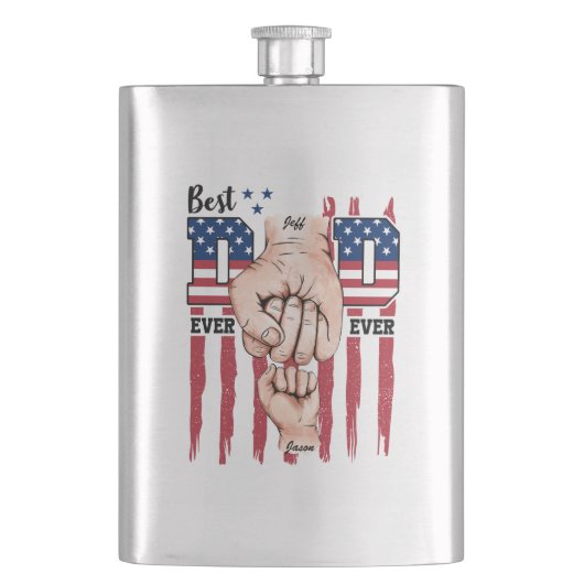 Bester Vater je - Fist Bump USA Flag - 1 Kind Flachmann (Vorderseite)