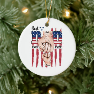 Bester Vater je - Fist Bump USA Flag - 1 Kind Keramik Ornament