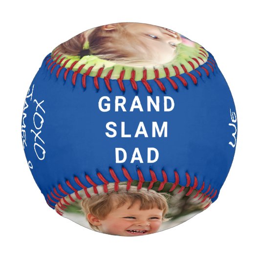 Bester Vater je Foto Blau Baseball (Rückseite)