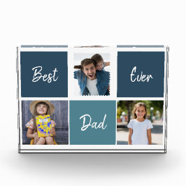 Bester Vater je Foto Blauer Farbblock