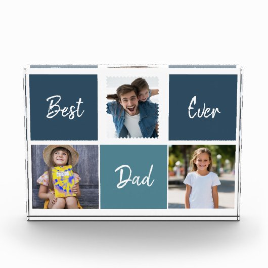 Bester Vater je Foto Blauer Farbblock (Vorderseite)
