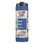Bester Vater je Foto Collage Blau und Weiß Thermosbecher (Vorderseite)