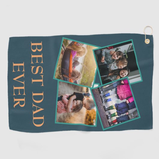 Bester Vater je Foto Collage Golf Handtuch (Horizontal)