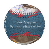 Bester Vater je Foto Collage Happy Vatertag Baseball (Rückseite)