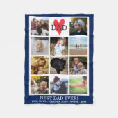 Bester Vater je Foto Collage Navy Blue Custom Fleecedecke (Vorderseite)