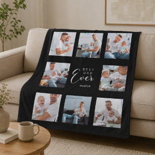Bester Vater je Foto Collage Schwarz-weißer Vater Fleecedecke