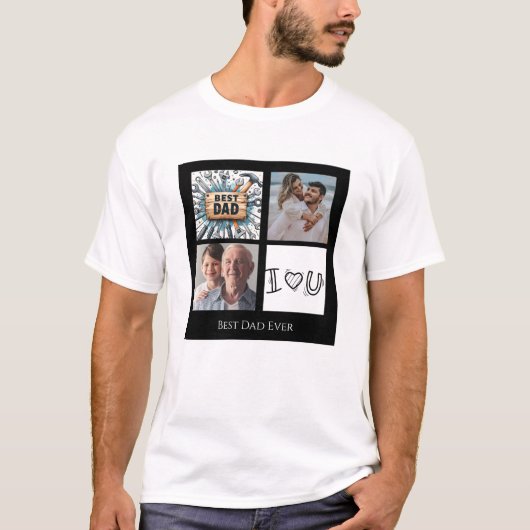 Bester Vater je Foto Collage T - Shirt (Vorderseite)