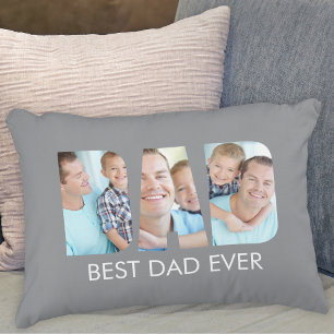 Bester Vater je Foto Grau Dekokissen