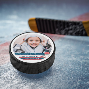 Bester Vater je Foto in Handschrift Eishockey Puck