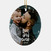 Bester Vater je Foto Individuelle Name Snowflake R Keramik Ornament (Rechts)