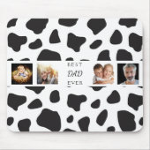 Bester Vater je Foto Kollage Kuh Schwarz-weiß Mousepad (Vorne)