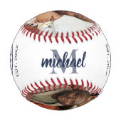 Bester Vater je Foto Mit Monogramm Name Baseball (Rückseite)