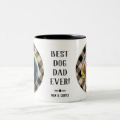 Bester Vater je Foto Name Beige Zweifarbige Tasse (Mittel)