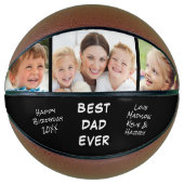 Bester Vater je Foto Personalisiert Schwarz Basketball (Vorderseite)