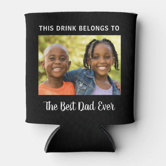 Bester Vater je Foto Schwarz Dosenkühler (Vorderseite)