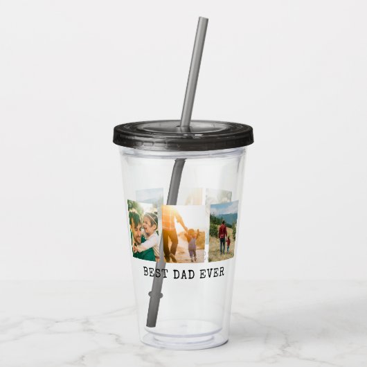 Bester Vater je FotoCollage Acryltrinkbecher (Rückseite)