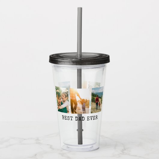 Bester Vater je FotoCollage Acryltrinkbecher (Vorderseite)