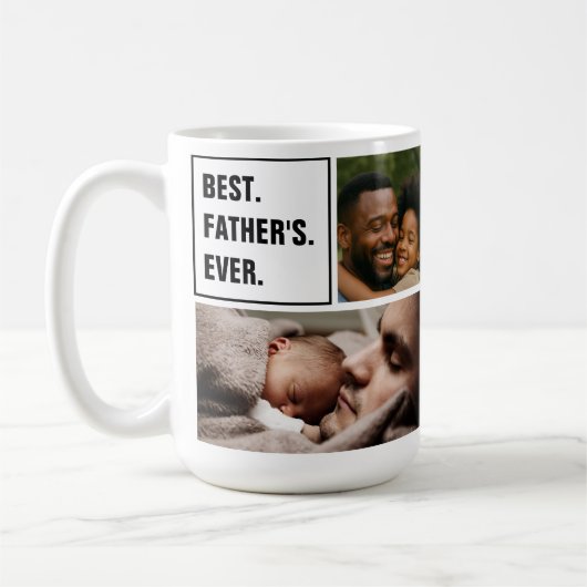 Bester Vater je FotoCollage und benutzerdefinierte Kaffeetasse (Links)