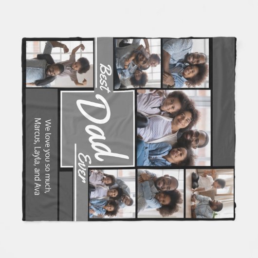 Bester Vater je Fotomaterial Vatertag Fleecedecke (Vorderseite (Horizontal))